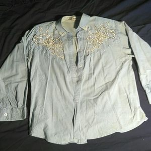 Long Sleeve Blouse with pearls and beads